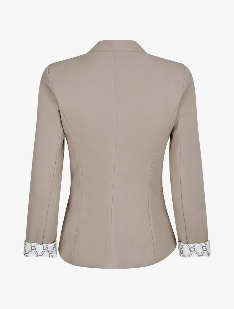 Blazer slim uni à revers imprimé graphique - Gris - 2