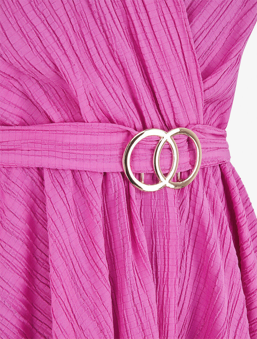 Top uni sans manches à empiècement métal - Magenta - 3