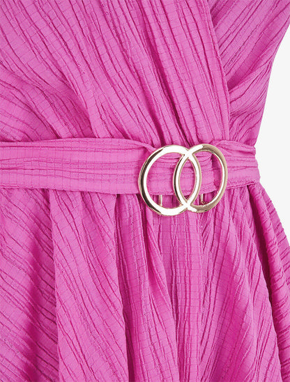 Top uni sans manches à empiècement métal - Magenta - 3