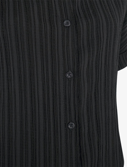 Chemise texturée à manches courtes - Noir - 3
