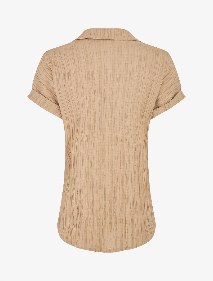 Chemise texturée à manches courtes - Camel - 2