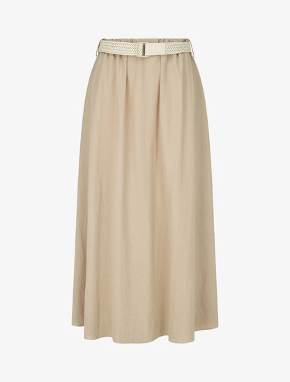 Jupe longue unie droite - Beige - 1