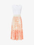 Robe longue bi-matière sans manches imprimé végétal - Corail - 1