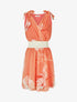 Robe mi-longue sans manches imprimé fleurs abstraites - Corail - 1