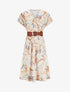 Robe longue évasée imprimé fleurs abstraites - Beige - 4