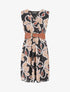 Robe élastiquée sans manches imprimé fleuri irisé - Noir - 5