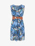 Robe élastiquée sans manches imprimé fleuri irisé - Bleu - 1