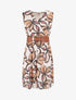 Robe élastiquée sans manches imprimé fleuri irisé - Beige - 1