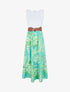Robe longue évasée bi-matière imprimé tropical - Turquoise - 5