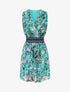 Robe mi-longue sans manches irisée motif végétal - Turquoise - 4
