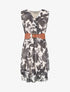 Robe élastiquée sans manches imprimé feuilles - Beige - 5