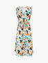 Robe midi droite sans manches imprimé triangles - Camel/bleu - 4