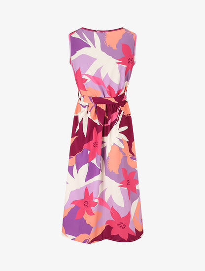 Robe midi droite sans manches imprimé floral - Violine - 2