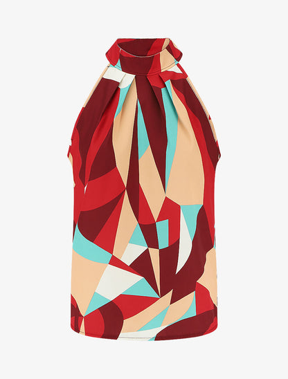 Top sans manches imprimé graphique - Bordeaux - 1