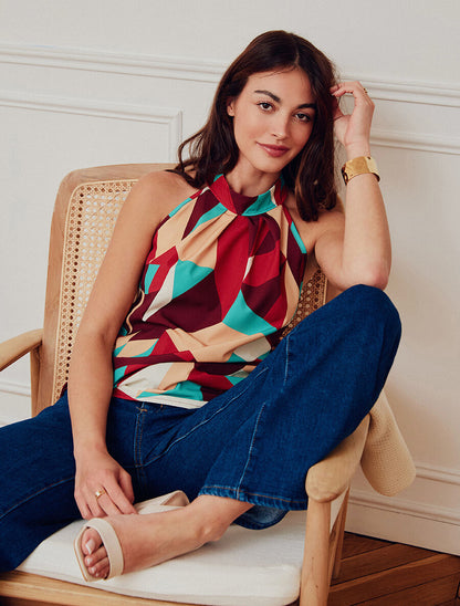 Top sans manches imprimé graphique - Bordeaux - 4