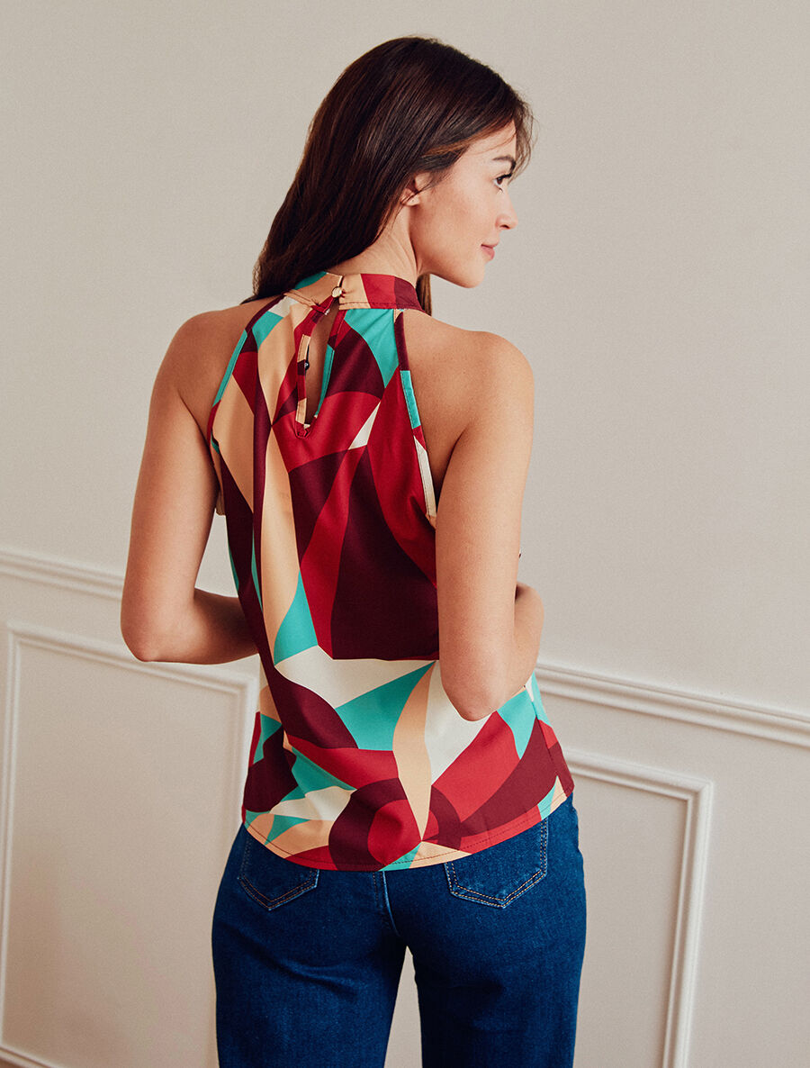 Top sans manches imprimé graphique - Bordeaux - 5