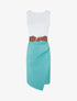 Robe midi bi-matière sans manches - Bleu clair - 1