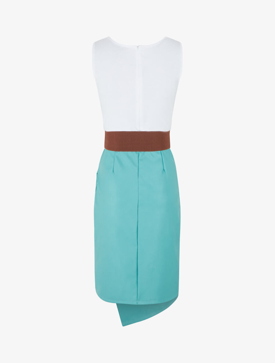 Robe midi bi-matière sans manches - Bleu clair - 2