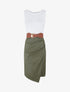 Robe midi bi-matière sans manches - Kaki - 1