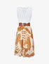 Robe élastiquée à jupe imprimé feuilles - Camel - 4