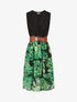 Robe élastiquée à jupe imprimé tropical - Noir - 5
