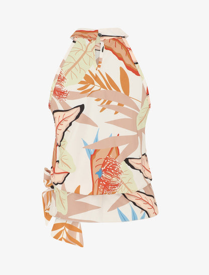 Top sans manches imprimé floral - Beige - 2