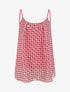 Top mosaïque en voile à bretelles et bijou - Fushia - 1