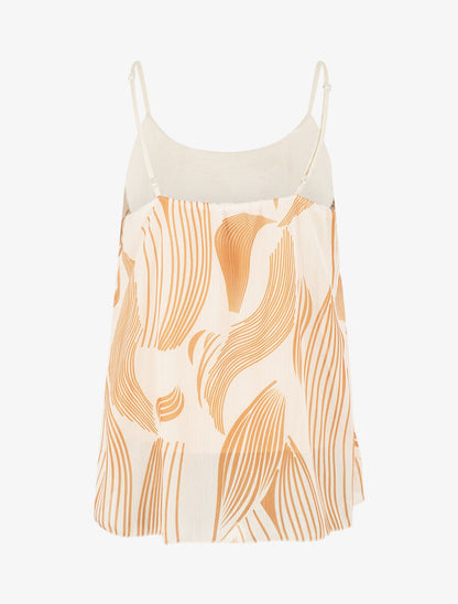 Top fantaisie en voile à bretelles et bijou - Beige - 2