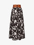 Jupe longue taille haute élastiquée imprimé fleurs abstraites - Noir - 1