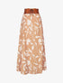 Jupe longue taille haute élastiquée imprimé fleurs abstraites - Beige rosé - 4