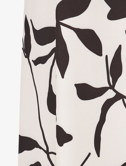 Jupe longue taille haute élastiquée imprimé fleurs abstraites - Écru - 3