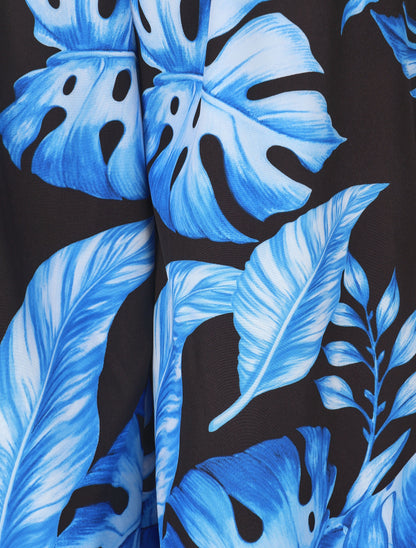 Pantalon ample imprimé tropical - Bleu roi - 3