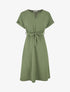 Robe longue unie élastiquée à manches courtes - Kaki - 1