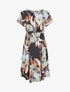 Robe élastiquée imprimé feuillage - Noir - 1