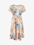 Robe élastiquée imprimé feuillage - Beige foncé - 1