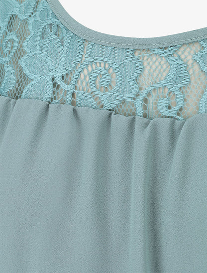 Top ample sans manches à dentelle - Bleu clair - 3