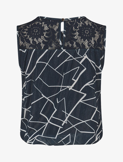 Top ample sans manches imprimé graphique - Marine - 2