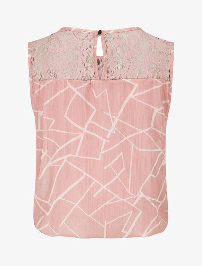 Top ample sans manches imprimé graphique - Rose - 2
