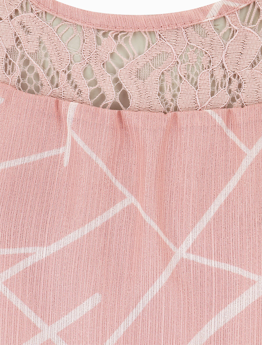 Top ample sans manches imprimé graphique - Rose - 3