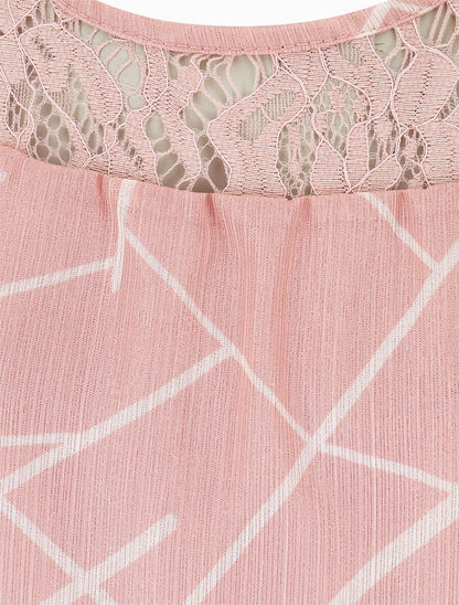 Top ample sans manches imprimé graphique - Rose - 3