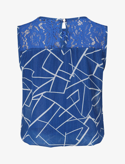 Top ample sans manches imprimé graphique - Bleu électrique - 2