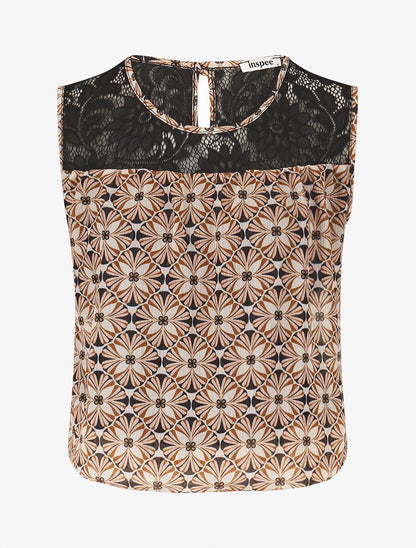 Top ample sans manches imprimé mosaïque - Noir - 4