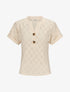 Top uni ajouré à manches courtes - Beige - 4