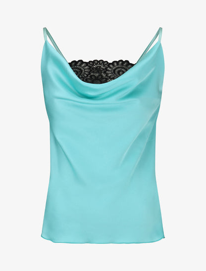 Top uni à col bénitier - Turquoise - 4