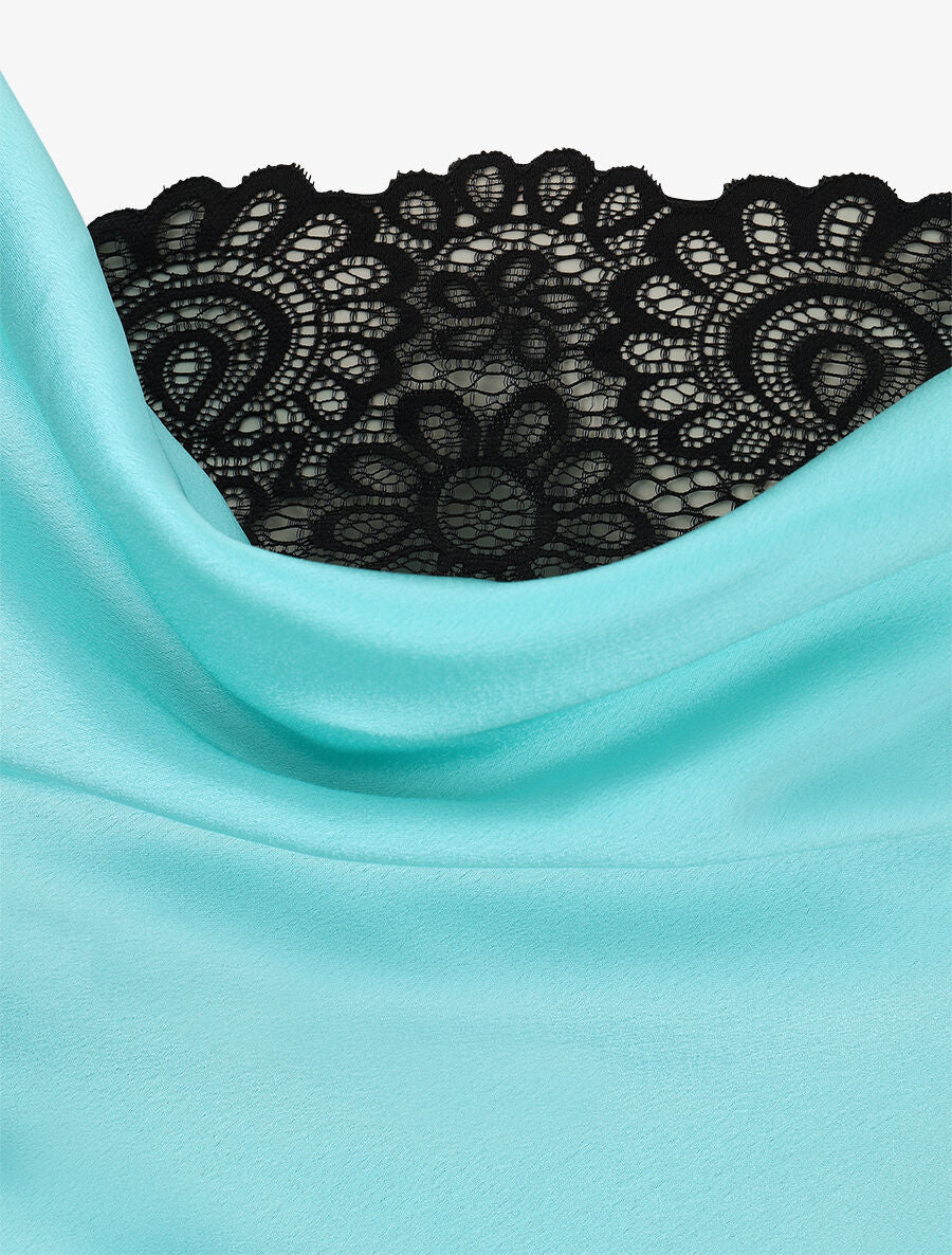 Top uni à col bénitier - Turquoise - 3