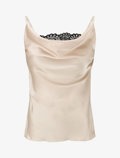 Top uni à col bénitier - Beige - 1