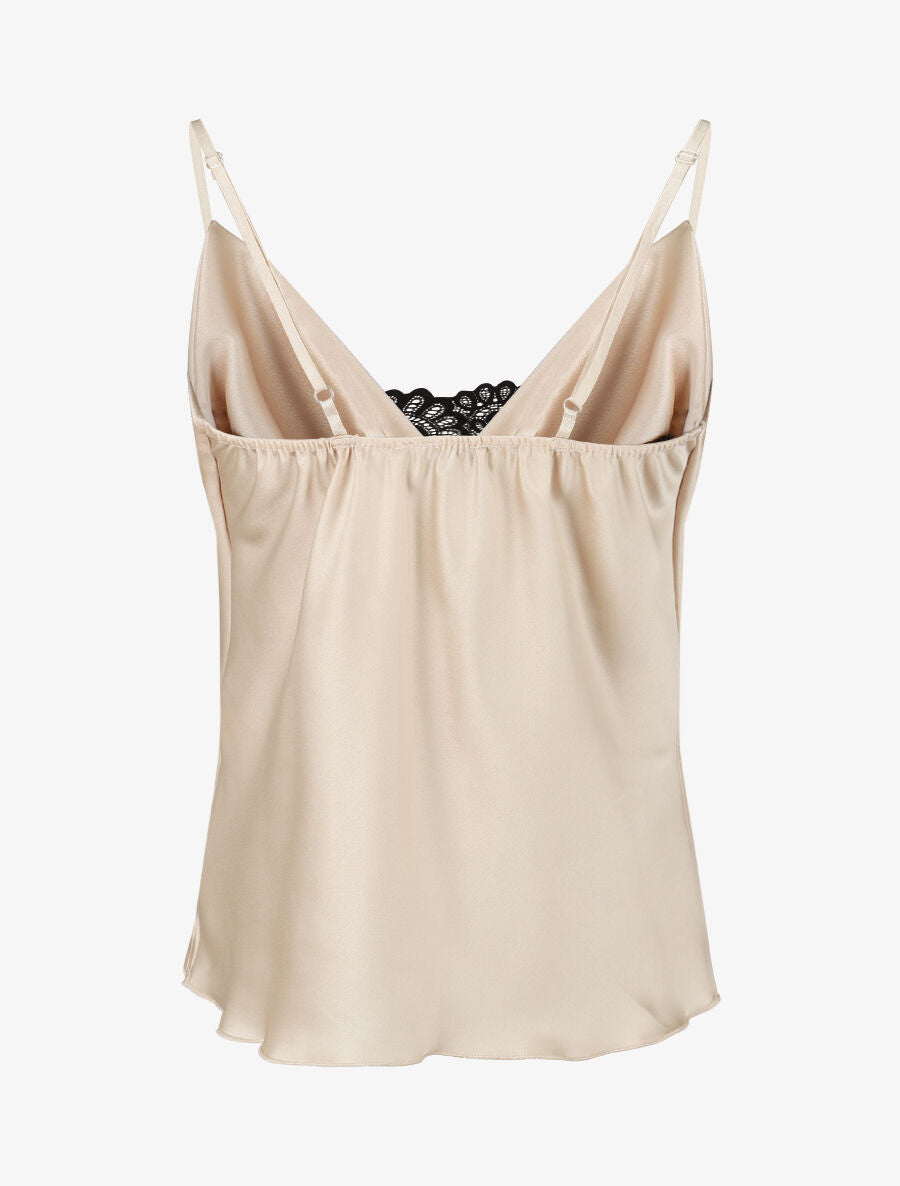 Top uni à col bénitier - Beige - 2