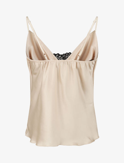 Top uni à col bénitier - Beige - 2