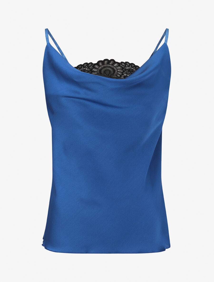 Top uni à col bénitier - Bleu roi - 1