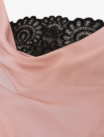 Top uni à col bénitier - Vieux rose - 3